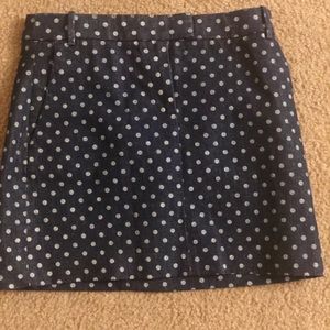 JCREW denim polka dot mini skirt